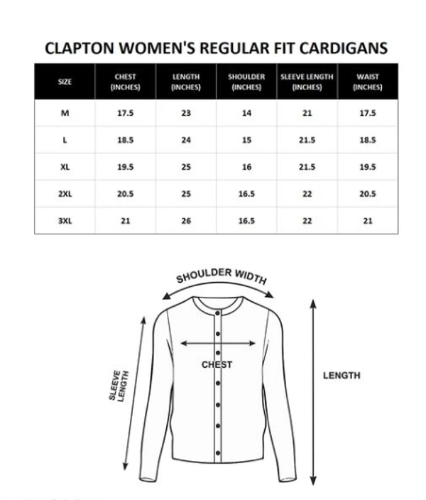 Clapton Acrylic Blend Round Neck Full Sleeve Casual Solid Winter Wear Cardigans For Women - XXXL
